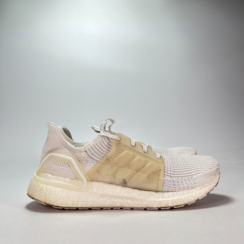 adidas Ultraboost 19 Triple White Athletic Running Shoes G54008 Men's Size 10